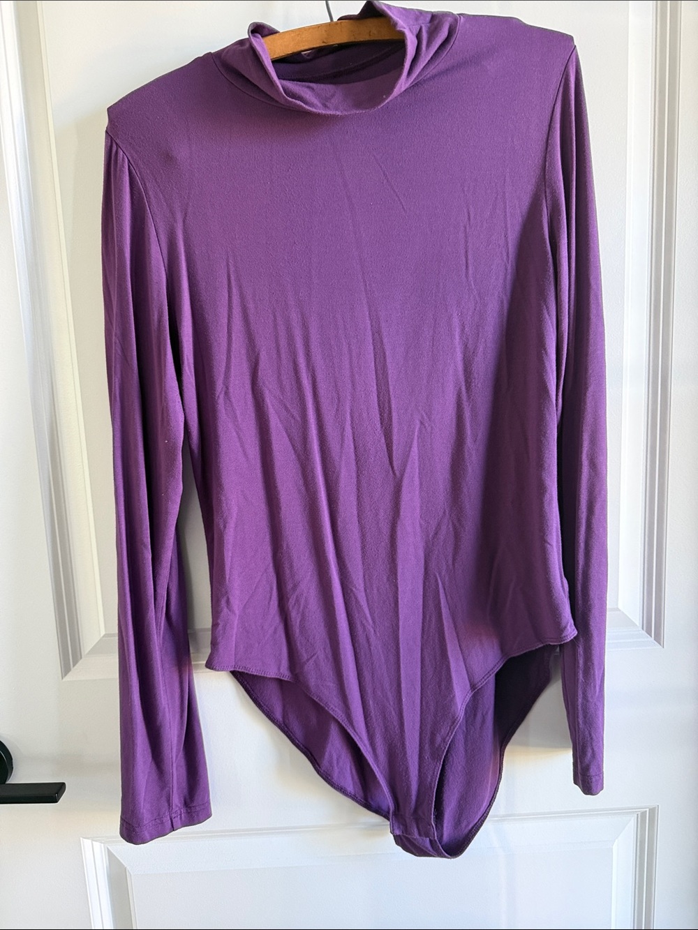 Mango Women's Long-Sleeve Purple Mockneck Bodysuit